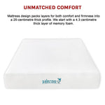Palermo Double 25cm Gel Memory Foam Mattress - Dual-Layered - CertiPUR-US Certified - Furniture > Mattresses