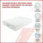 Palermo Double Mattress 30cm Memory Foam Green Tea Infused CertiPUR Approved - Furniture > Mattresses