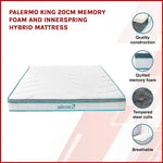 Palermo King 20cm Memory Foam and Innerspring Hybrid Mattress - Furniture > Mattresses