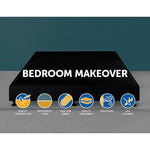 Palermo King Ensemble Bed Base Midnight Black Linen Fabric - Furniture > Bedroom