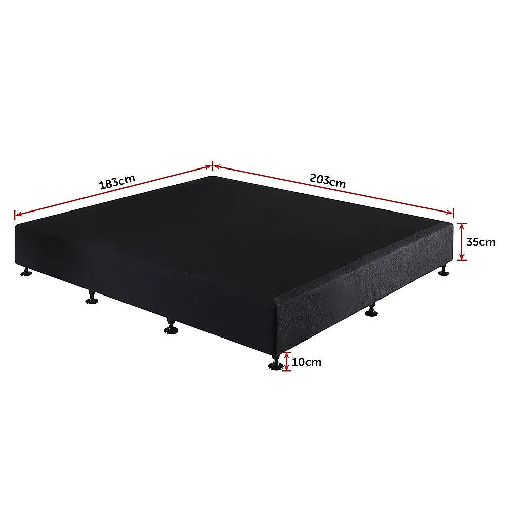 Palermo King Ensemble Bed Base Midnight Black Linen Fabric - Furniture > Bedroom