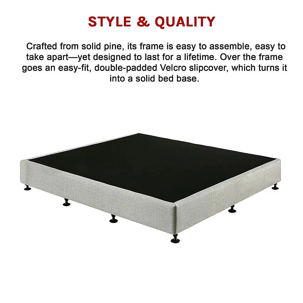 Palermo King Ensemble Bed Base Platinum Light Grey Linen Fabric - Furniture > Bedroom > Beds & Bed Frames