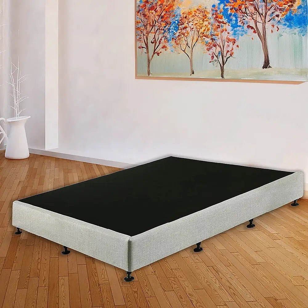 Palermo King Ensemble Bed Base Platinum Light Grey Linen Fabric - Furniture > Bedroom > Beds & Bed Frames
