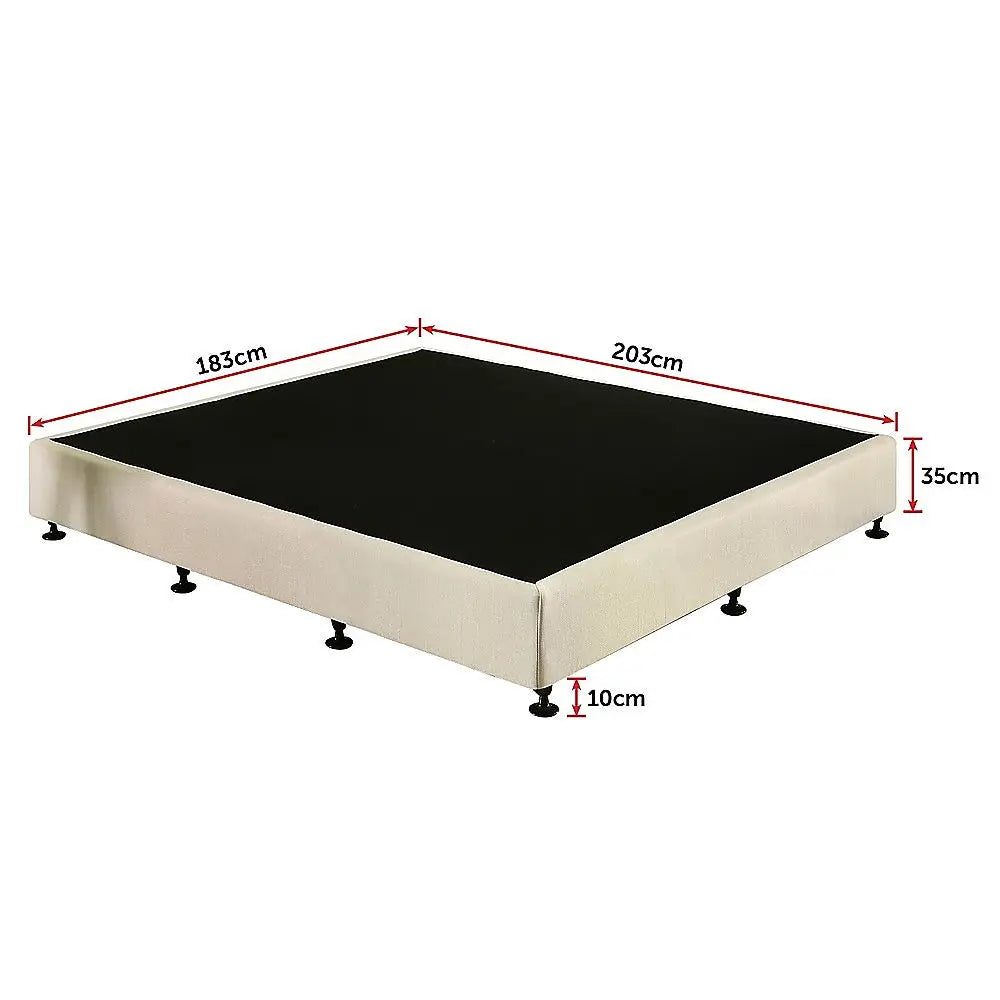 Palermo King Ensemble Bed Base Platinum Natural Sand Linen Fabric - Furniture > Bedroom