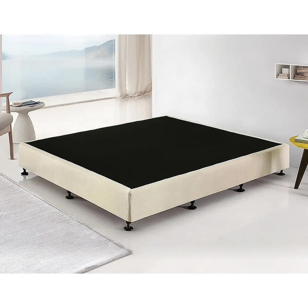 Palermo King Ensemble Bed Base Platinum Natural Sand Linen Fabric - Furniture > Bedroom