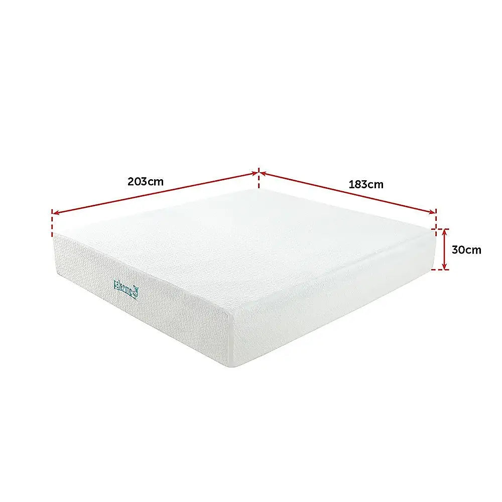 Palermo King Mattress 30cm Memory Foam Green Tea Infused CertiPUR Approved - Furniture > Mattresses
