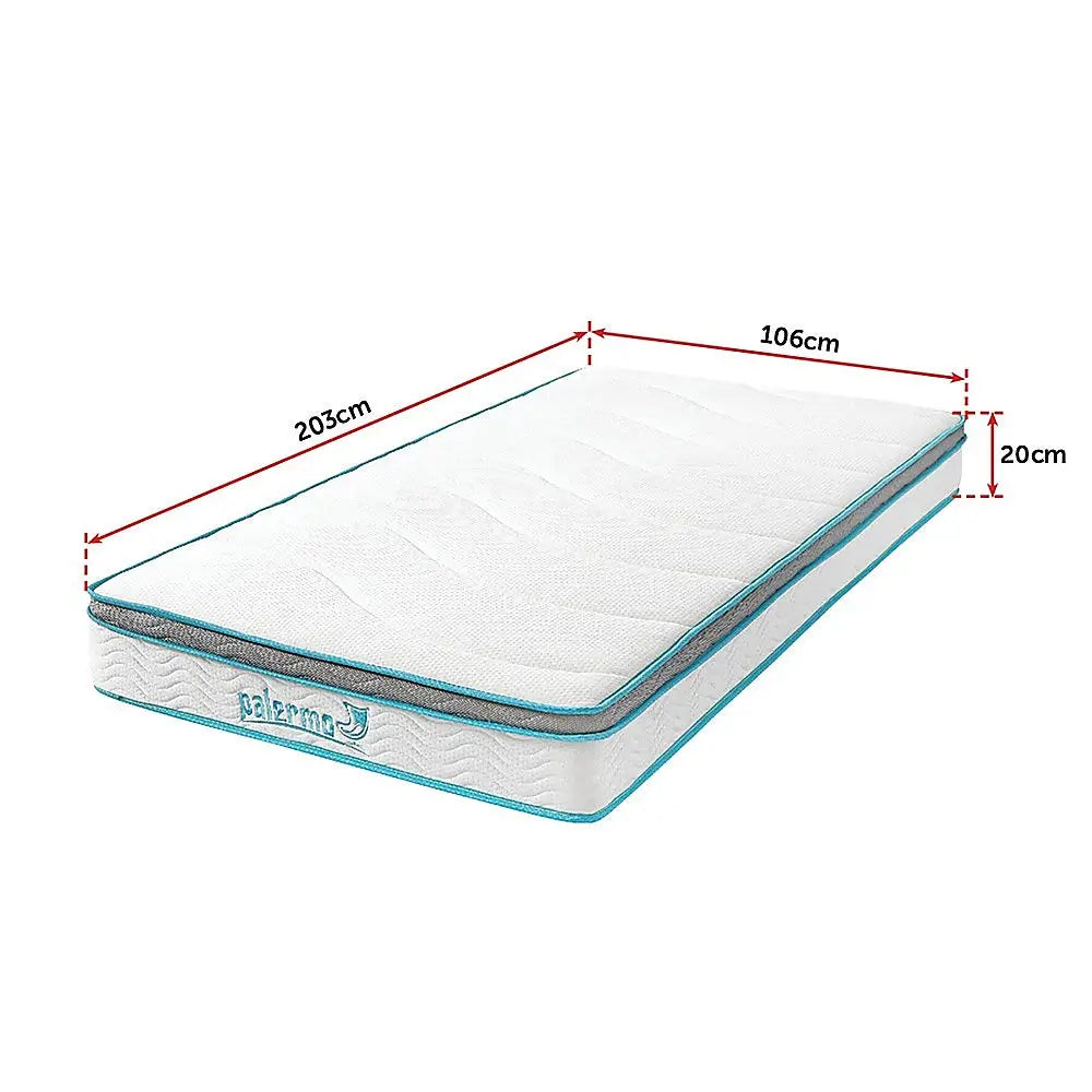 Palermo King Single 20cm Memory Foam and Innerspring Hybrid Mattress - Furniture > Mattresses