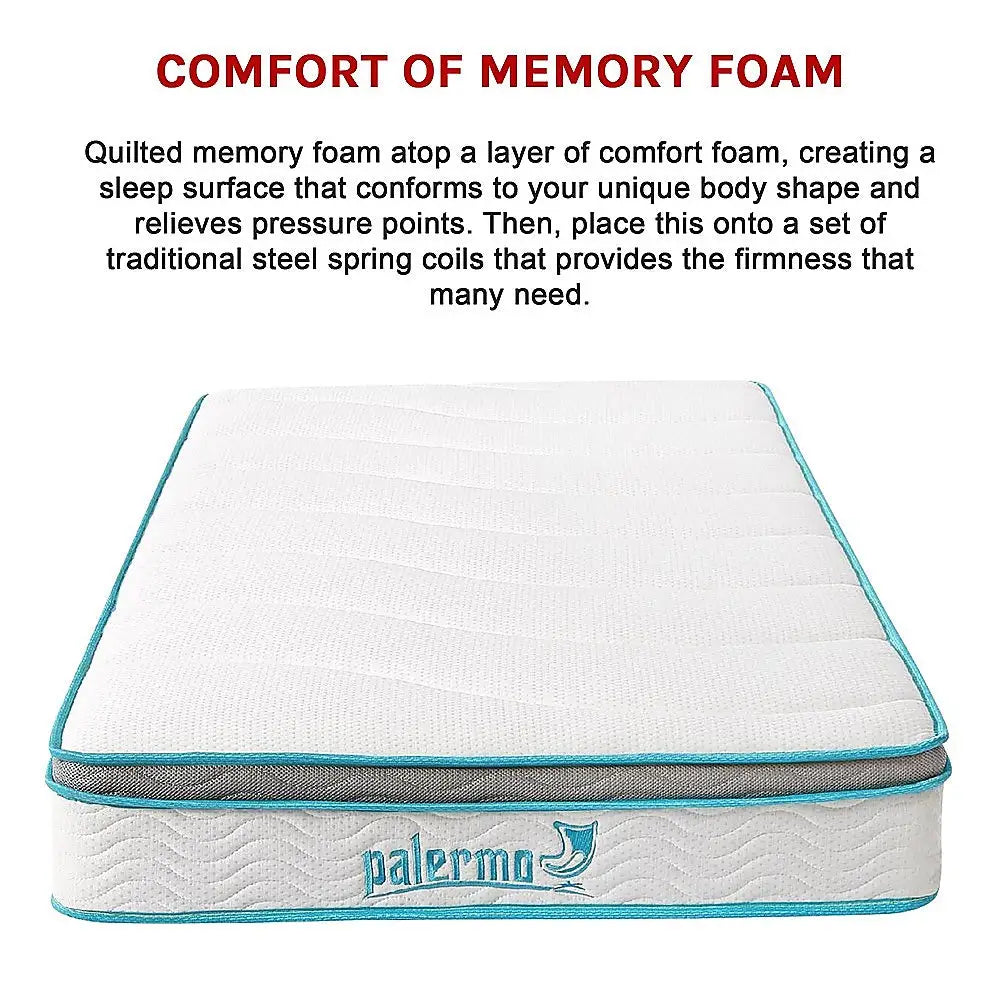 Palermo King Single 20cm Memory Foam and Innerspring Hybrid Mattress - Furniture > Mattresses