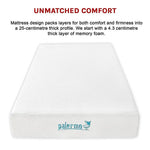 Palermo King Single 25cm Gel Memory Foam Mattress - Dual-Layered - CertiPUR-US Certified - Furniture > Mattresses