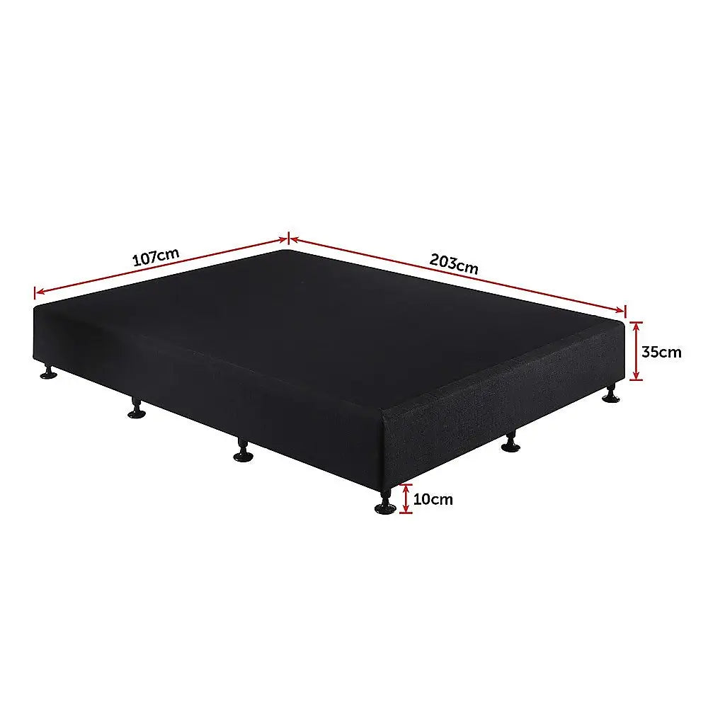Palermo King Single Ensemble Bed Base Midnight Black Linen Fabric - Furniture > Bedroom