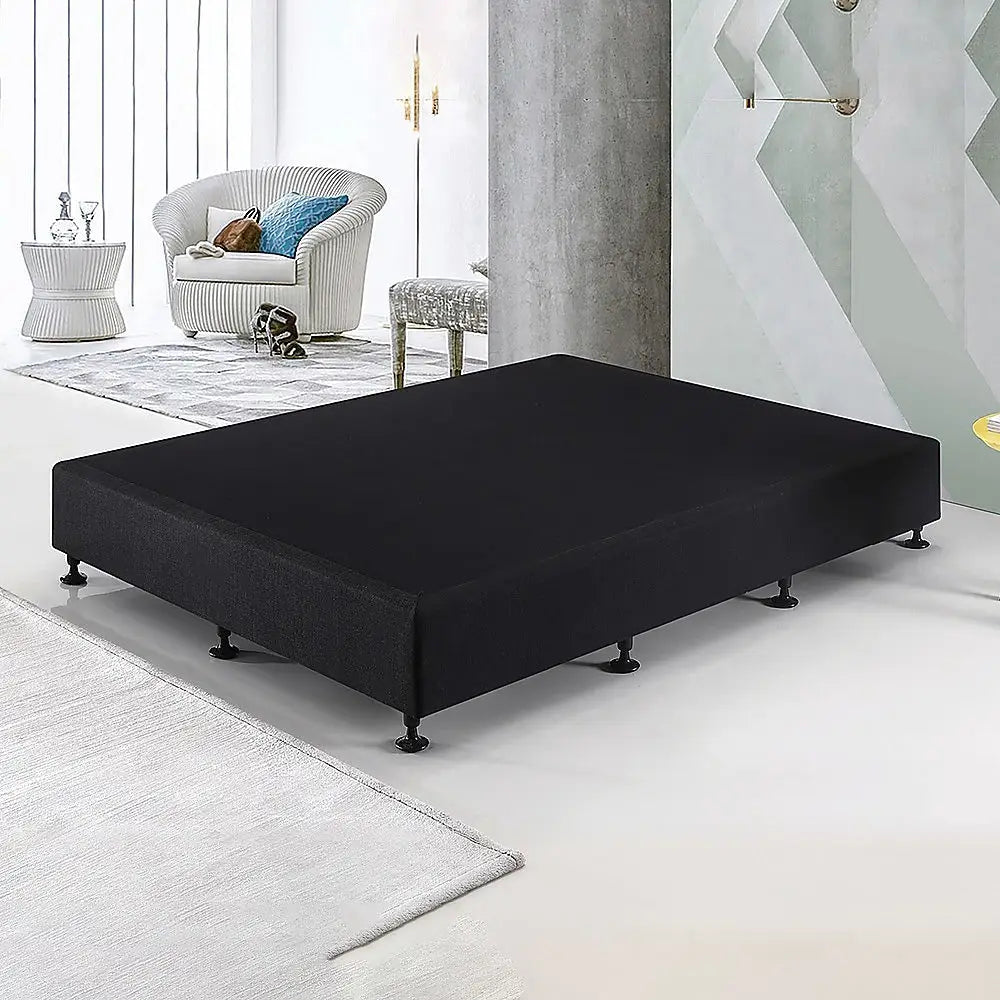 Palermo King Single Ensemble Bed Base Midnight Black Linen Fabric - Furniture > Bedroom