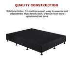Palermo King Single Ensemble Bed Base Midnight Black Linen Fabric - Furniture > Bedroom