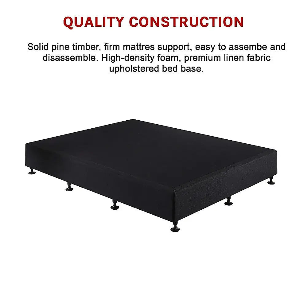 Palermo King Single Ensemble Bed Base Midnight Black Linen Fabric - Furniture > Bedroom