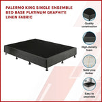 Palermo King Single Ensemble Bed Base Platinum Graphite Linen Fabric - Furniture > Bedroom > Beds & Bed Frames