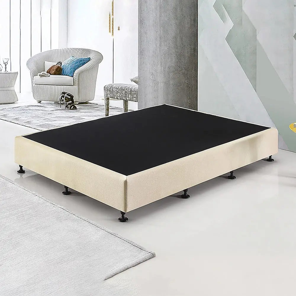 Palermo King Single Ensemble Bed Base Platinum Natural Sand Linen Fabric - Furniture > Bedroom > Beds & Bed Frames