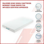 Palermo King Single Mattress Memory Foam Green Tea Infused CertiPUR Approved - Furniture > Mattresses
