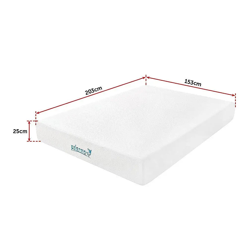 Palermo Queen 25cm Gel Memory Foam Mattress - Dual-Layered - CertiPUR-US Certified - Furniture > Mattresses