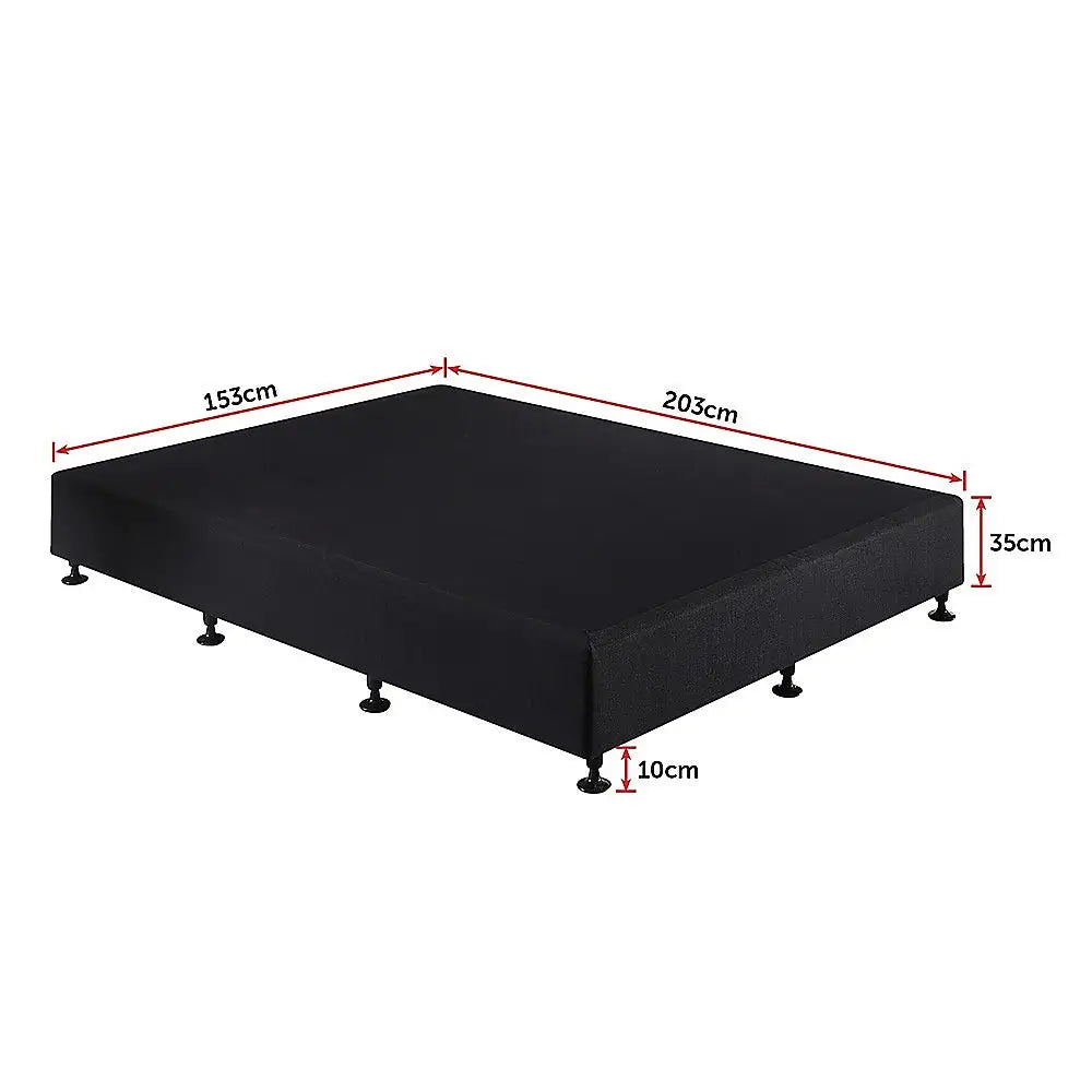 Palermo Queen Ensemble Bed Base Midnight Black Linen Fabric - Furniture > Bedroom