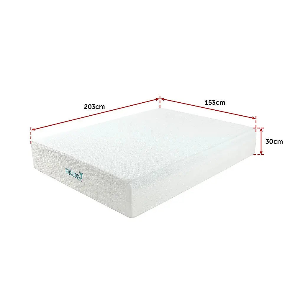 Palermo Queen Mattress 30cm Memory Foam Green Tea Infused CertiPUR Approved - Furniture > Mattresses