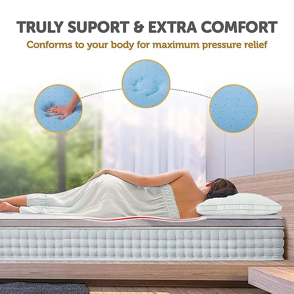 Palermo Queen Memory Foam Mattress Topper Cooling Gel Infused CertiPUR Approved - Furniture > Mattresses