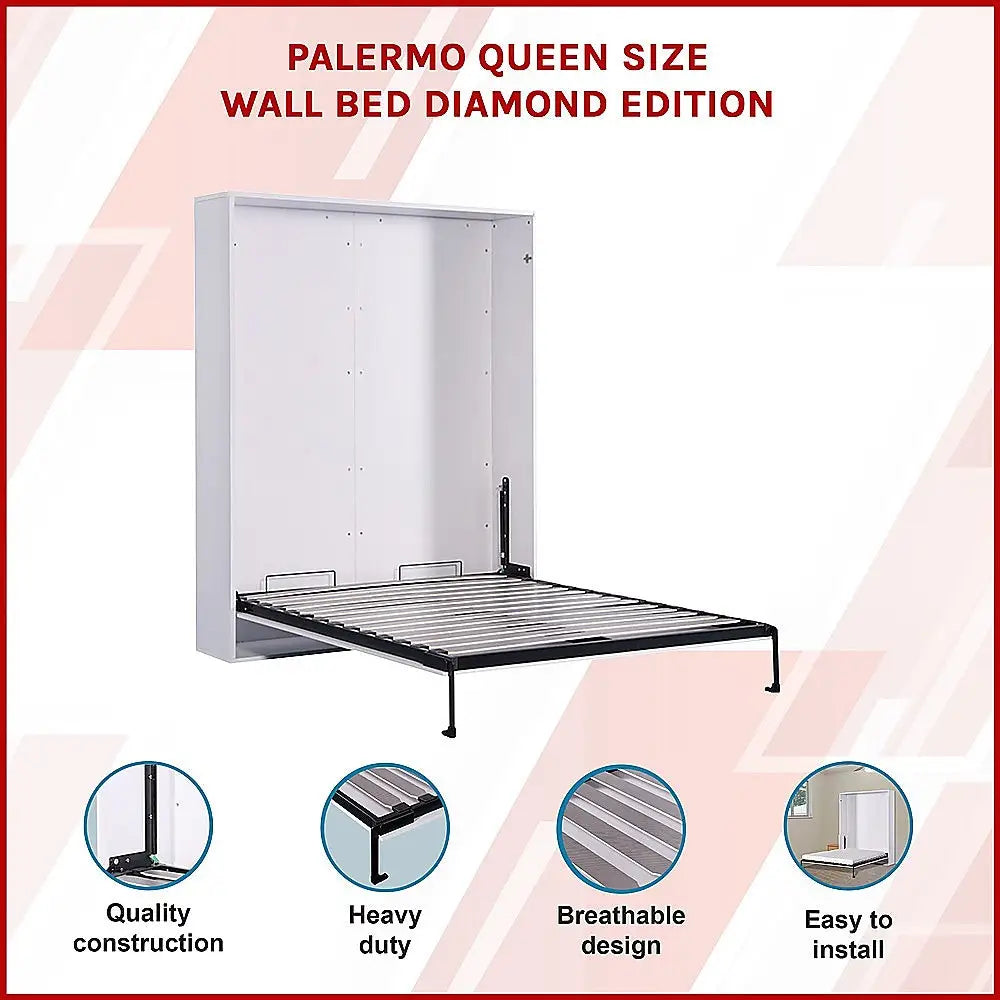 Palermo Queen Size Wall Bed Diamond Edition - Furniture > Bedroom