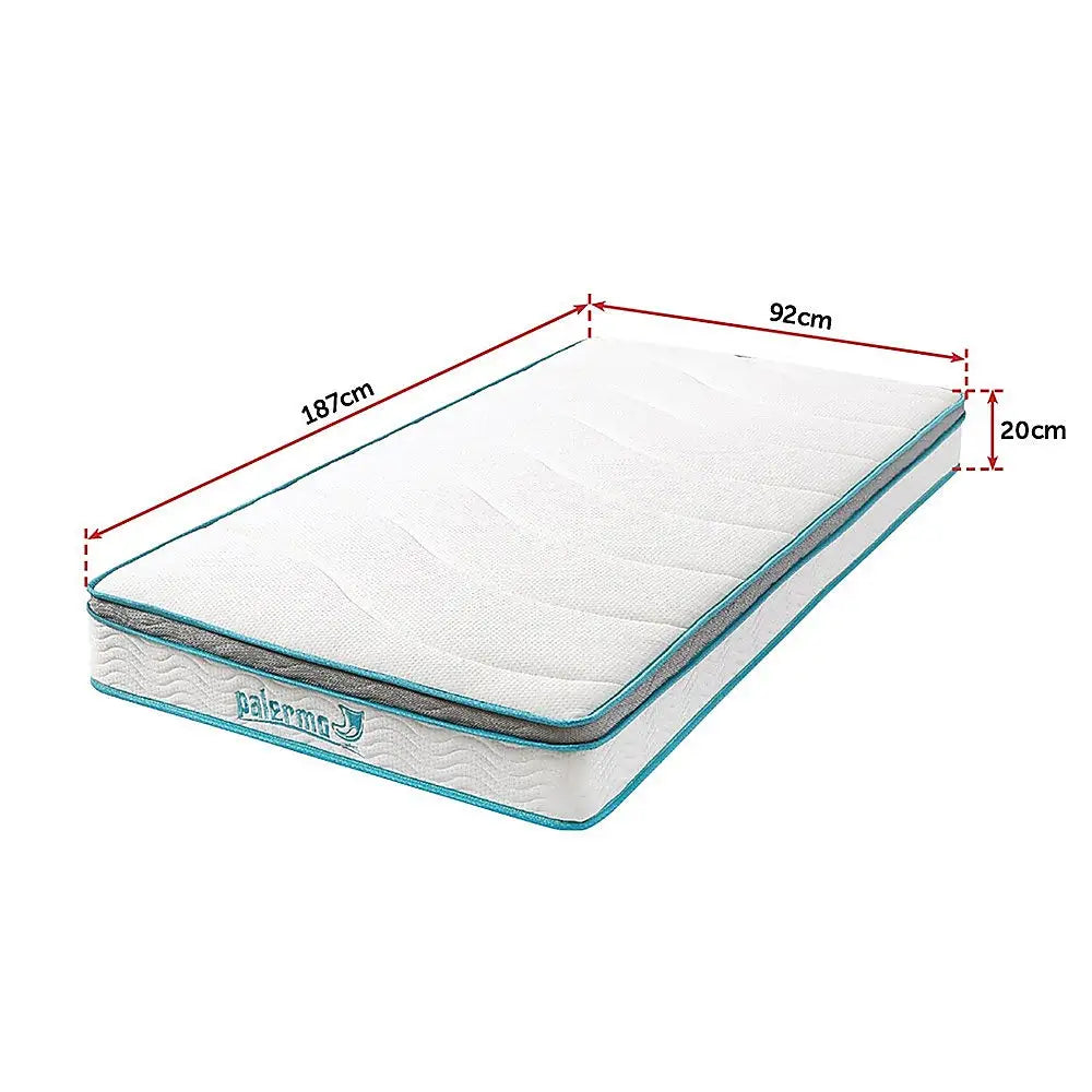 Palermo Single 20cm Memory Foam and Innerspring Hybrid Mattress - Furniture > Mattresses