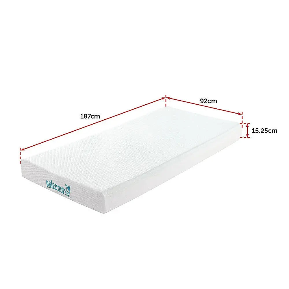 Palermo Single Mattress Memory Foam Green Tea Infused CertiPUR Approved - Furniture > Mattresses