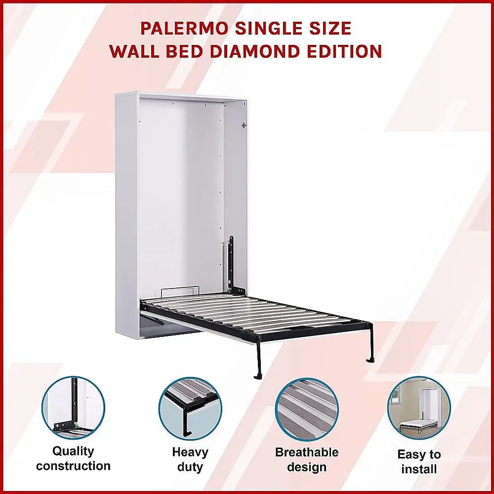 Palermo Single Size Wall Bed Diamond Edition - Furniture > Bedroom > Beds & Bed Frames