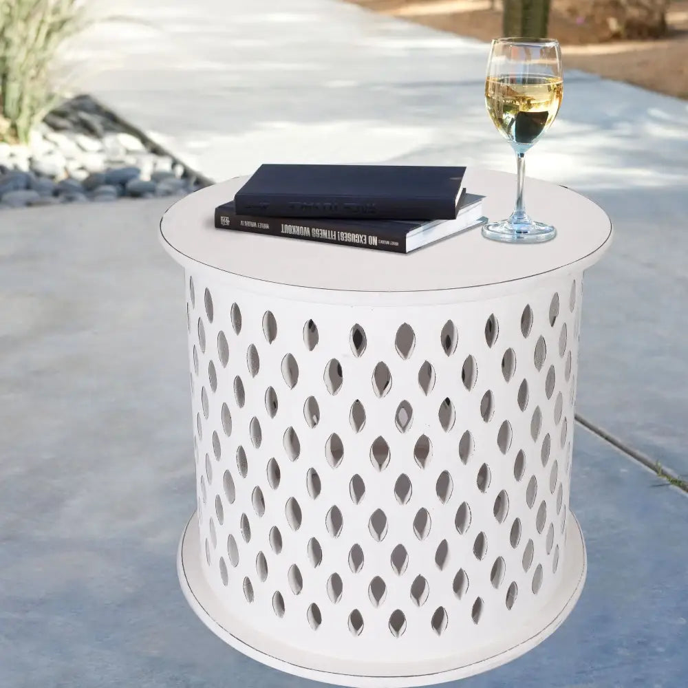 Pansy Wooden Round 50cm Side Table Sofa End Tables - White - Furniture > Living Room > Side Tables