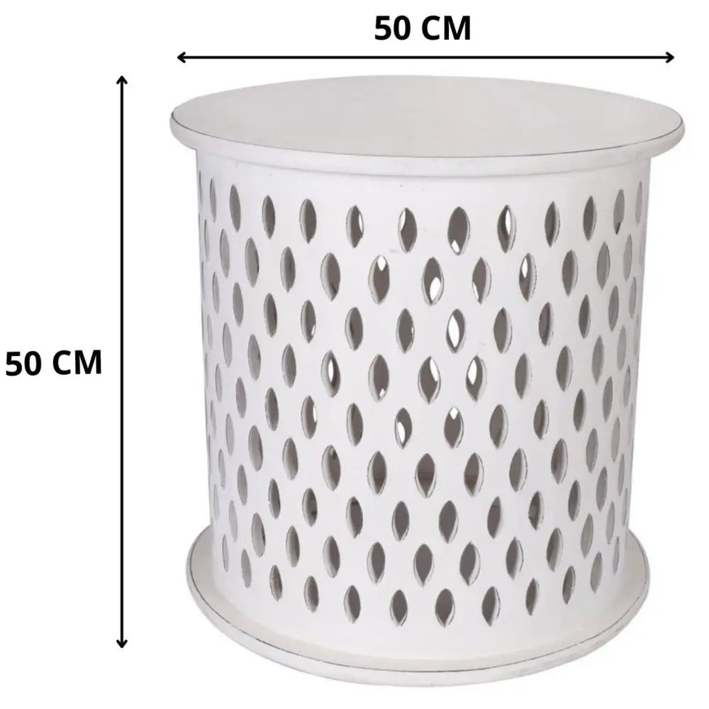 Pansy Wooden Round 50cm Side Table Sofa End Tables - White - Furniture > Living Room > Side Tables
