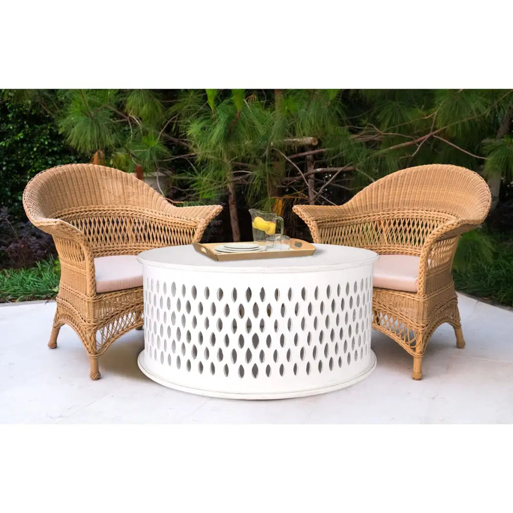 Pansy Wooden Round 80cm Coffee Table - White - Furniture > Living Room
