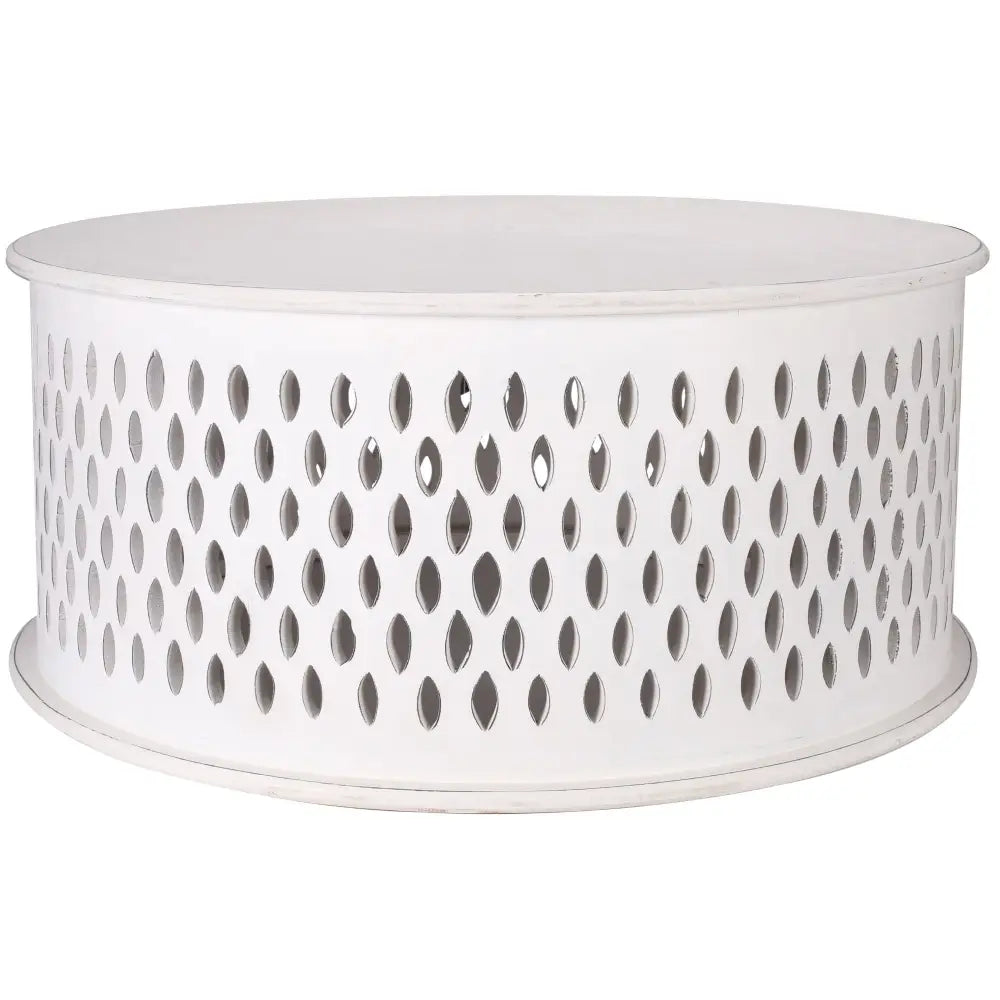Pansy Wooden Round 80cm Coffee Table - White - Furniture > Living Room