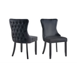 Paris Black Velvet and black Rubberwood Upholstered Dining Chairs Tufted Back -Set of 2 - Furniture > Dining