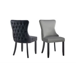 Paris Dark Grey Velvet and black Rubberwood Upholstered Dining Chairs Tufted Back -Set of 2 - Furniture > Dining
