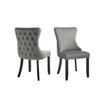 Paris Dark Grey Velvet and black Rubberwood Upholstered Dining Chairs Tufted Back -Set of 2 - Furniture > Dining