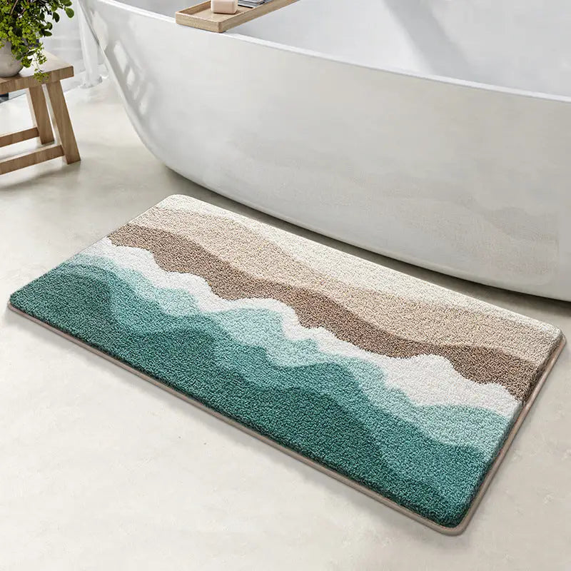 Peaceful Beach Bath Mat - Super Absorbent Non-Slip Bathroom Floor Mat - 40x60cm - Home & Garden > Bathroom Accessories