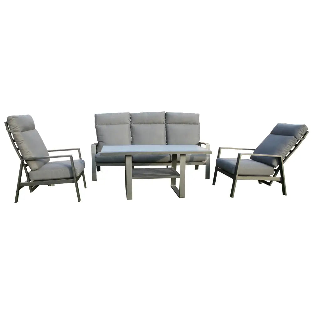 Pearl 4pc Outdoor Sofa Set Coffee Table Chair 3 Seater Lounge - Furniture > Outdoor