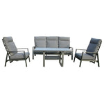 Pearl 4pc Outdoor Sofa Set Coffee Table Chair 3 Seater Lounge - Furniture > Outdoor