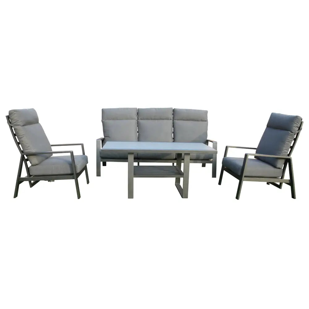 Pearl 4pc Outdoor Sofa Set Coffee Table Chair 3 Seater Lounge - Furniture > Outdoor