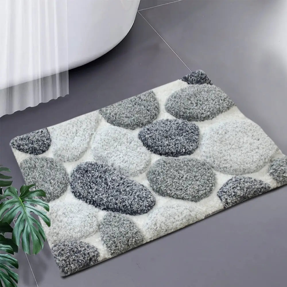 Pebble 3D Design Tufted Soft Pile Bathmat - 50x80 - Home & Garden > Rugs