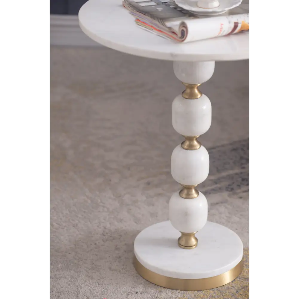 PEBBLE MARBLE AND ALUMINUIM HAND MADE SIDE TABLE - Furniture > Living Room > Side Tables