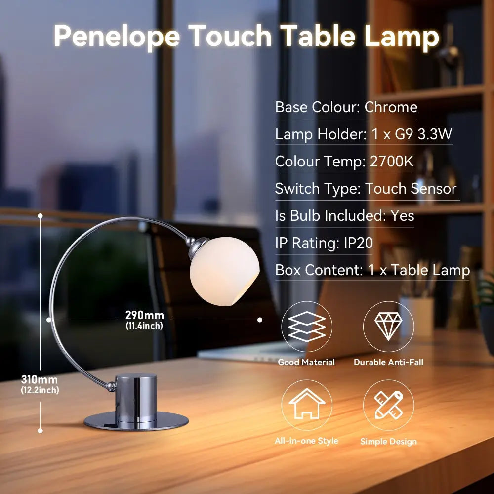 Penelope Touch Table Lamp - Chrome - Home & Garden > Lighting > Table Lamps