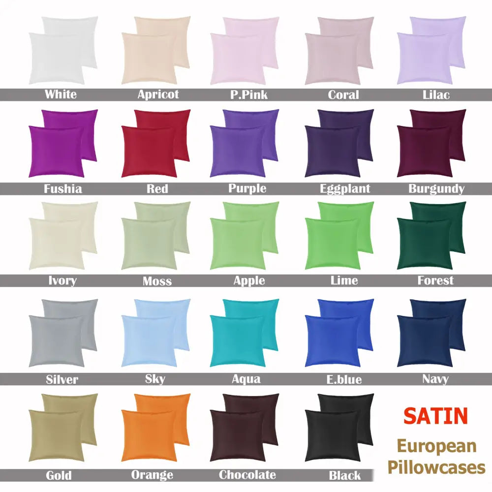 PepperMIll Satin European Pillowcases (Pair) AQUA - Home & Garden > Bedding