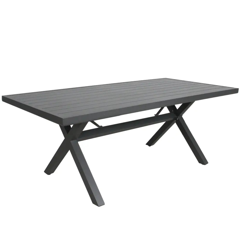 Percy 200cm Outdoor Trestle Dining Table Aluminium Frame Grey - Furniture > Outdoor
