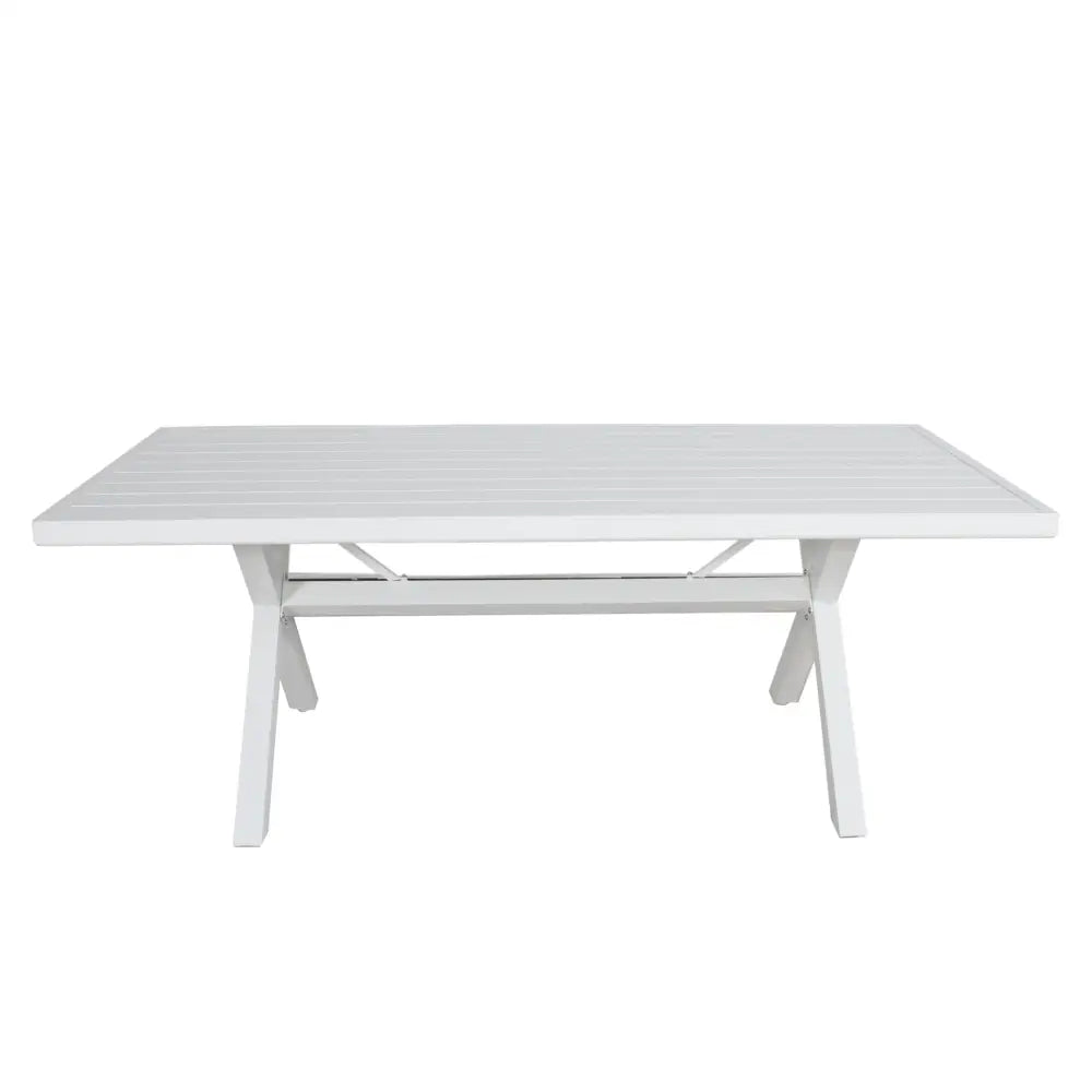 Percy 200cm Outdoor Trestle Dining Table Aluminium Frame White - Furniture > Outdoor
