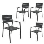 Percy 4pc Set Outdoor Dining Table Chair Aluminium Frame Grey - Furniture > Outdoor