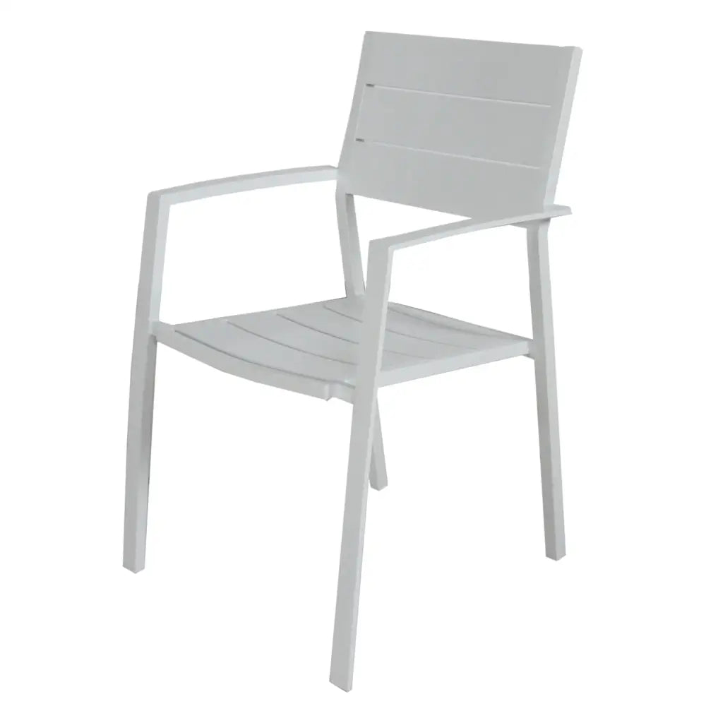 Percy 4pc Set Outdoor Dining Table Chair Aluminium Frame White - Furniture > Outdoor