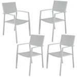 Percy 4pc Set Outdoor Dining Table Chair Aluminium Frame White - Furniture > Outdoor