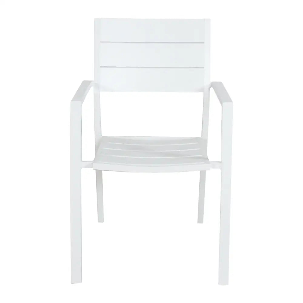Percy 4pc Set Outdoor Dining Table Chair Aluminium Frame White - Furniture > Outdoor