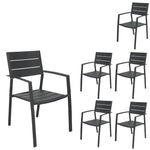Percy 6pc Set Outdoor Dining Table Chair Aluminium Frame Grey - Furniture > Outdoor